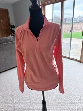 Asics Coral Pink Quarter-Zip Performance Pullover